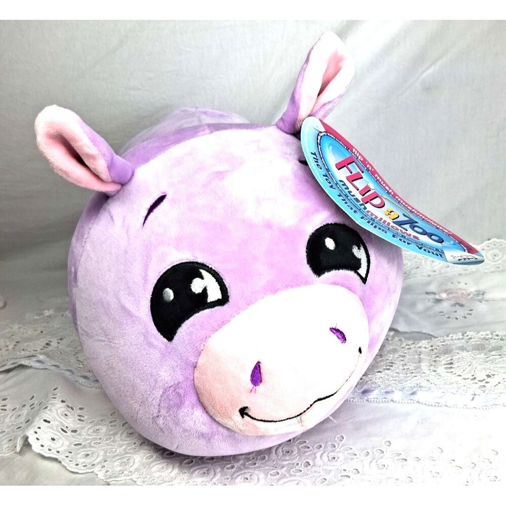 Flip A Zoo Mushmillows Havana Hippo & Zealand Zebra Reversible Huggable Plush